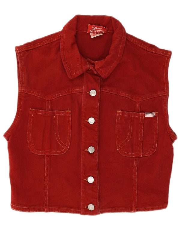 Stefanel Womens Crop Denim Gilet Reino Unido 14 Grande Borgonha