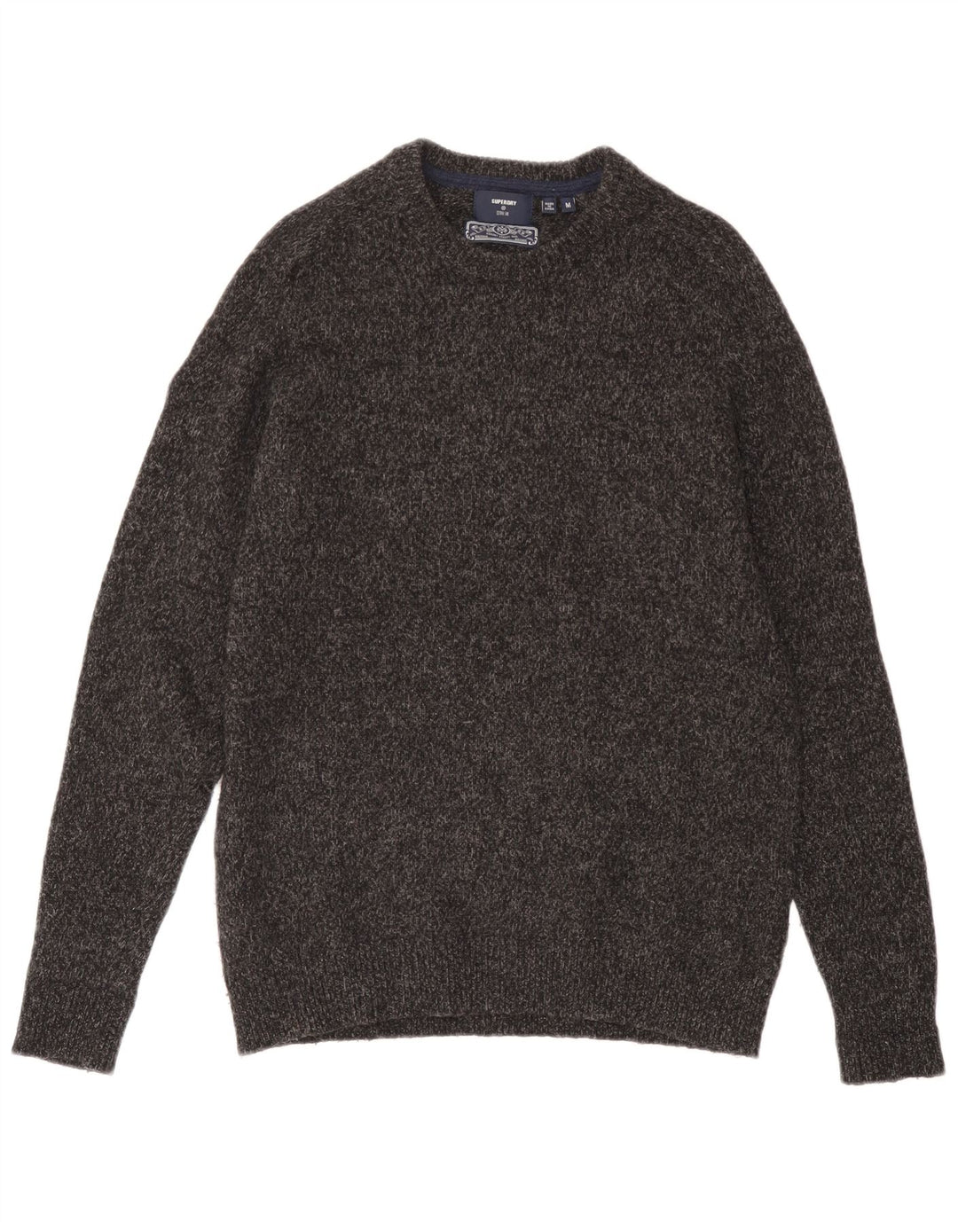 Suéter masculino Superdry com gola redonda e lã manchada cinza médio