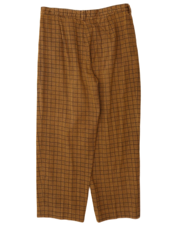 Calça de terno masculina vintage W30 L27 xadrez marrom