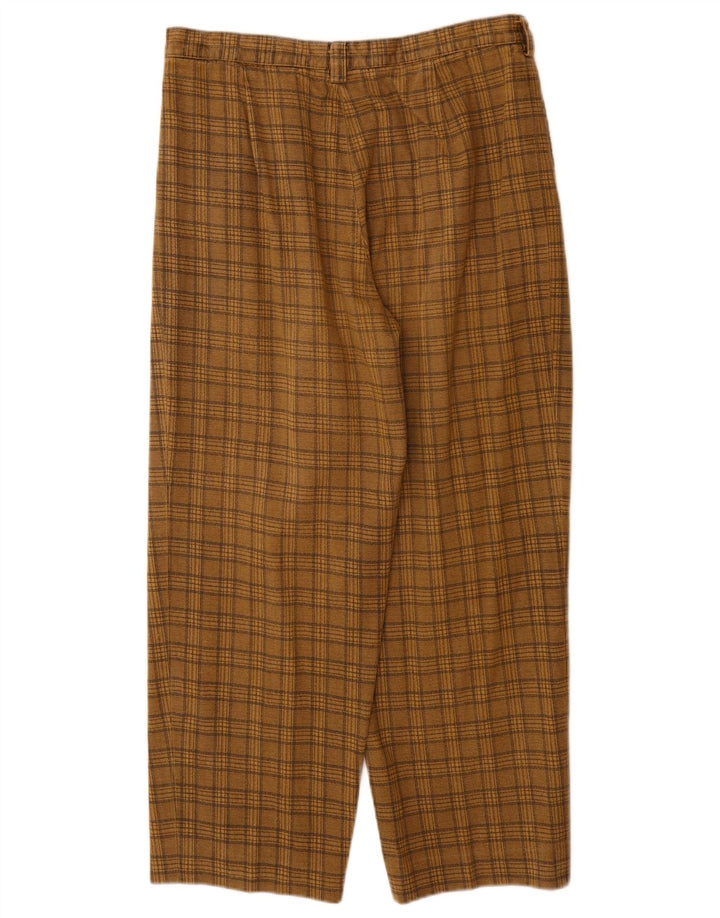 Calça de terno masculina vintage W30 L27 xadrez marrom