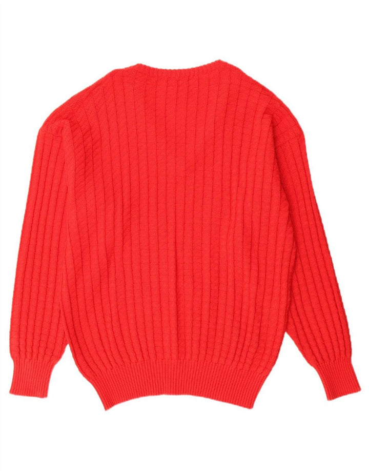 Suéter masculino VINTAGE com decote em V XL lã virgem vermelha
