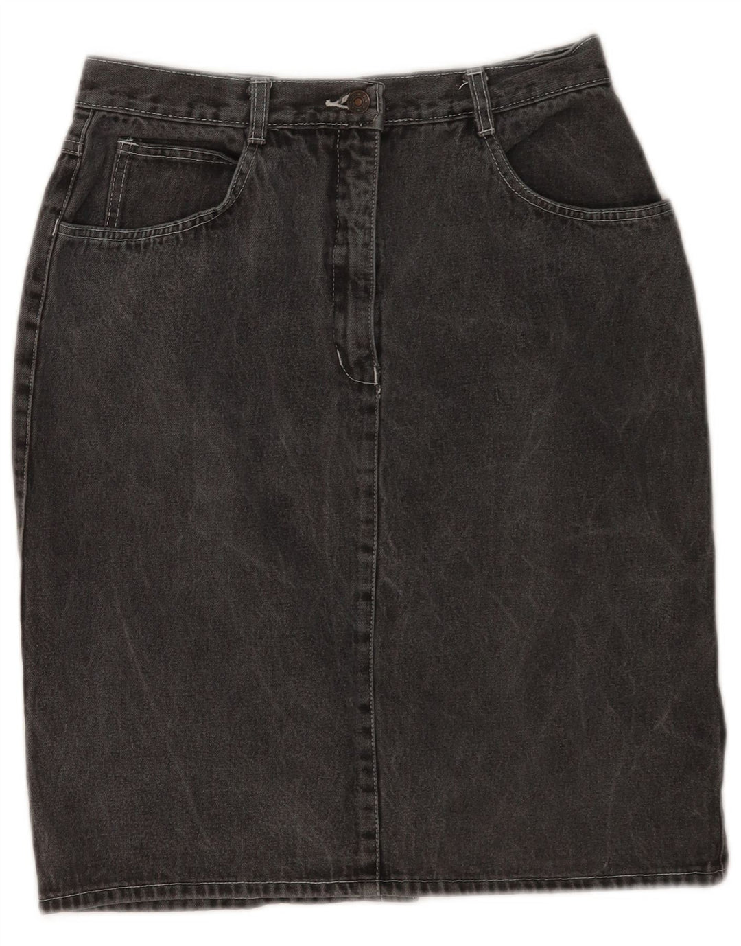 Saia jeans feminina vintage IT 42 médio W28 algodão cinza