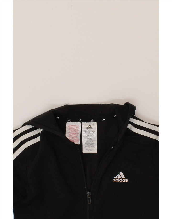 ADIDAS Boys Zip Hoodie Sweater 9-10 Years Black Cotton Vintage Adidas and Second-Hand Adidas from Messina Hembry 