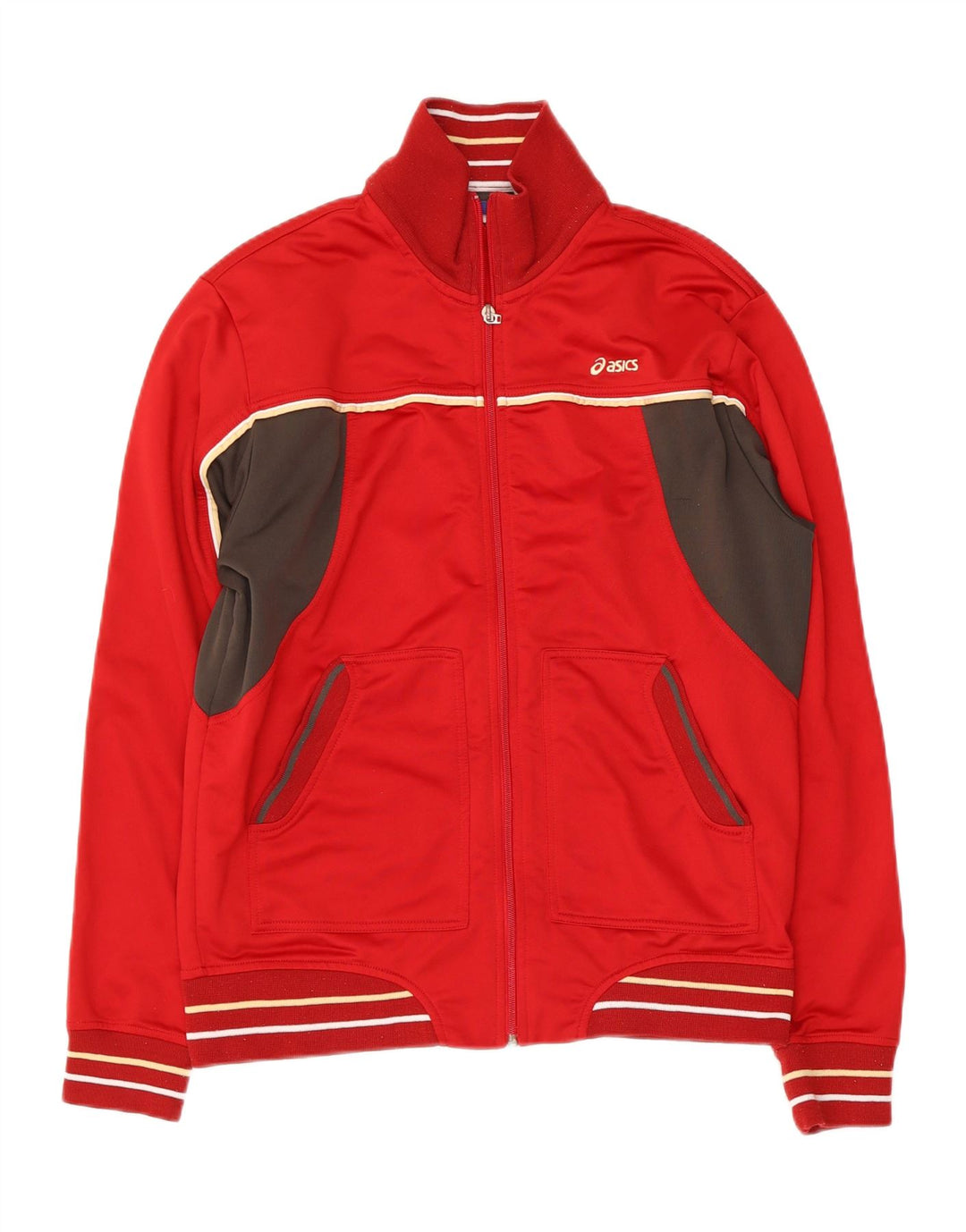 ASICS Mens Treino Top Jacket Medium Red Colourblock Poliéster