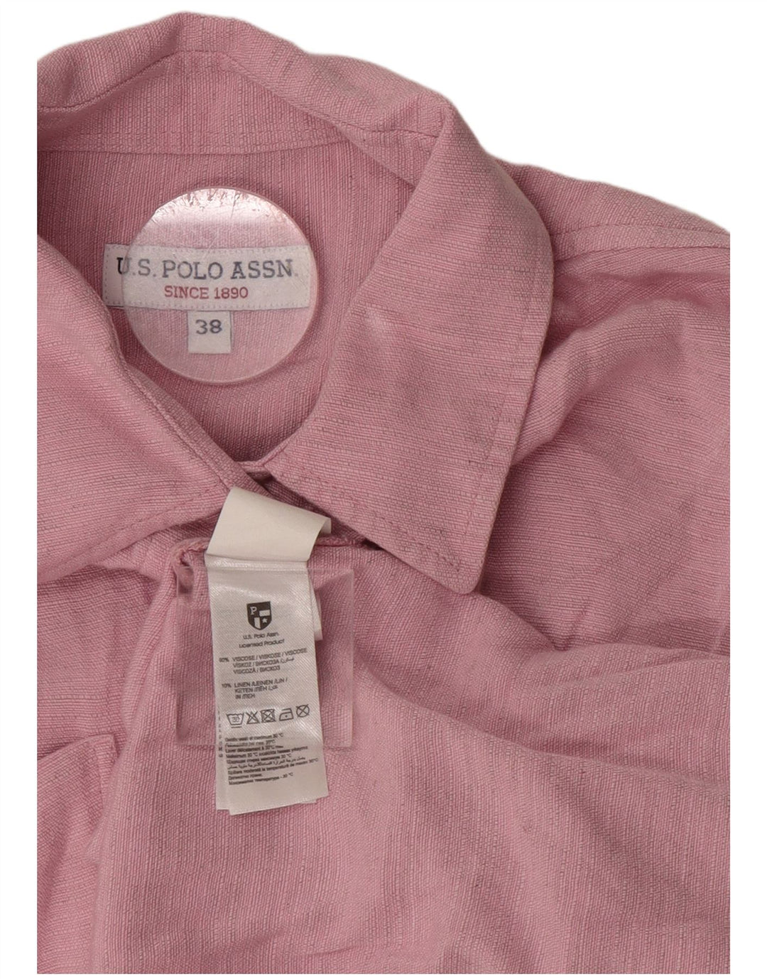 US Polo Assn. Vestido Camisa Feminino EU 38 Médio Rosa Viscose