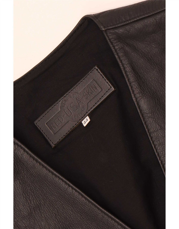 Colete de couro masculino vintage EU 44 XS preto