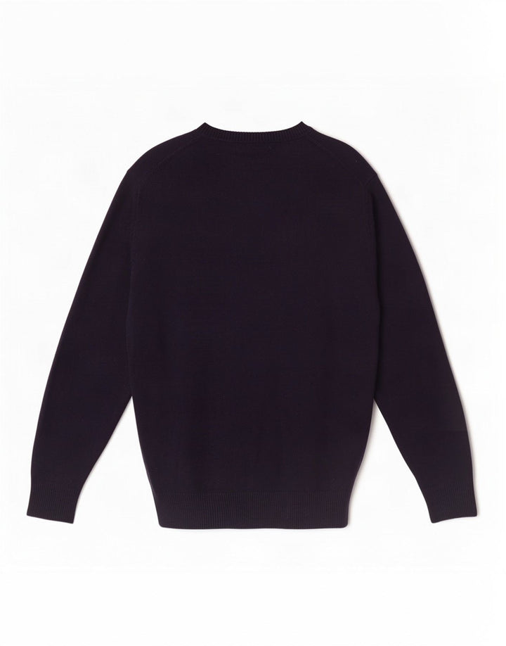 Suéter masculino Massimo Dutti com gola redonda, algodão azul marinho médio