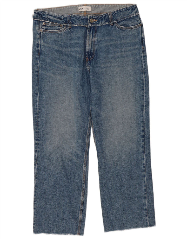 Calça jeans reta feminina Zara EU 42 grande W32 L27 azul