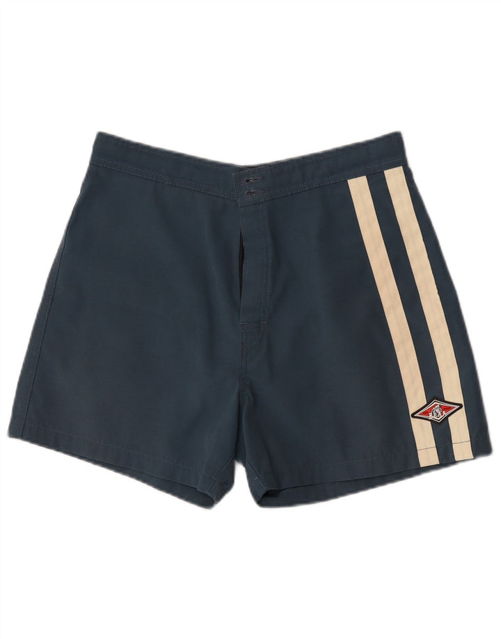 Shorts de natação masculino Bear médio azul marinho em poliéster colorblock