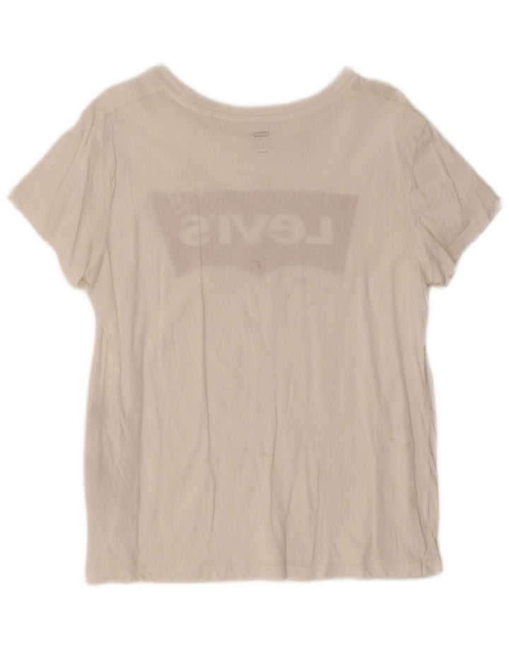 Camiseta feminina gráfica Levi's Top UK 12 algodão branco médio