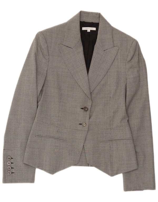 Jaqueta blazer feminina de 2 botões Germano Zama UK 12 xadrez cinza médio