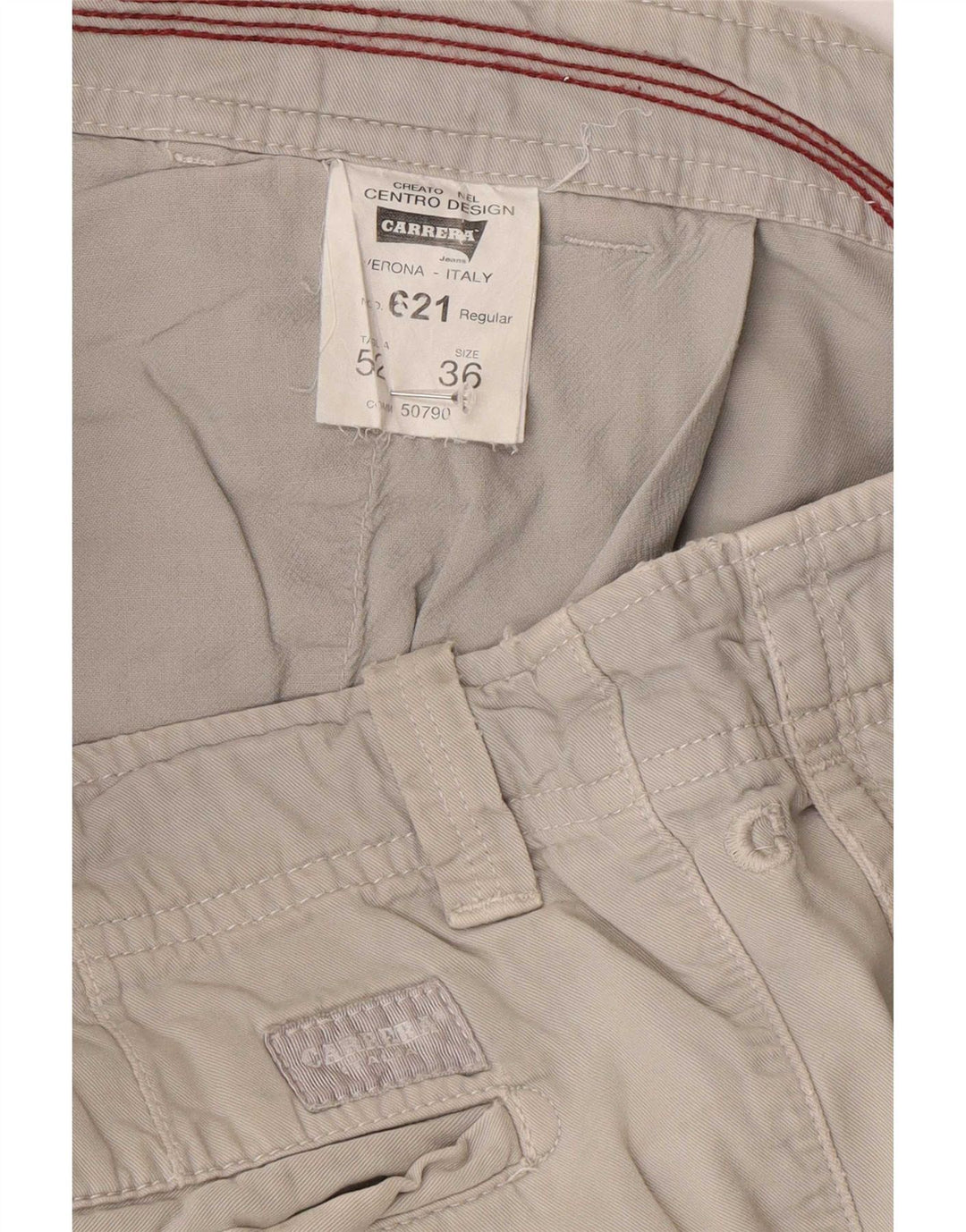 Carrera Mens Chino Shorts Grande W36 Algodão Cinza