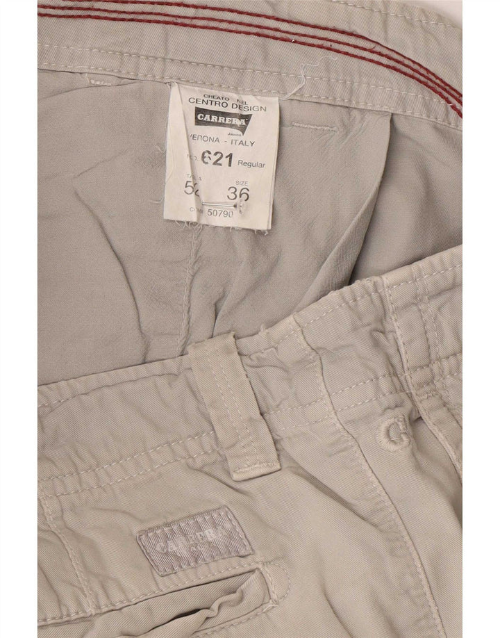 Carrera Mens Chino Shorts Grande W36 Algodão Cinza