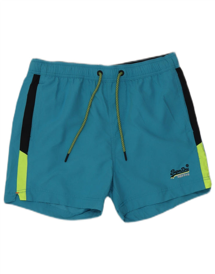 Shorts de natação masculino Superdry Graphic azul médio colorblock poliéster