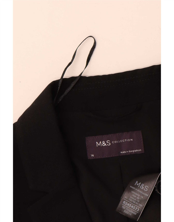 Jaqueta blazer feminina Marks & Spencer com 1 botão Reino Unido 14 grande poliéster preto