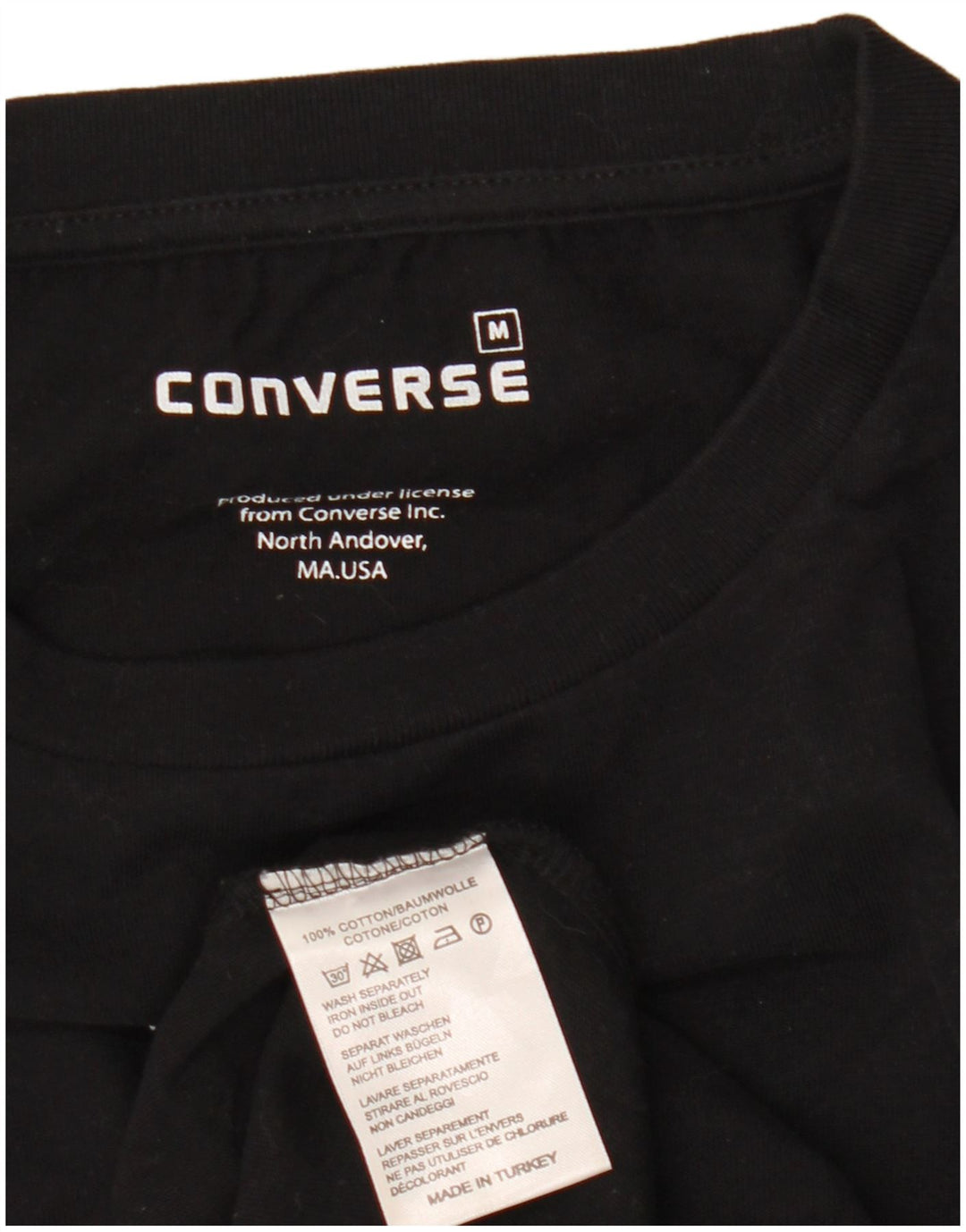 Converse Mens Graphic Top Manga Longa Médio Algodão Preto