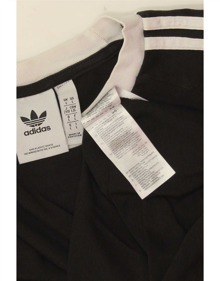 Adidas Mens Camiseta Top Grande Algodão Preto