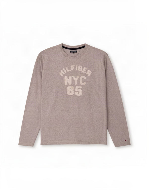 Tommy Hilfiger Boys Graphic Top manga comprida 15-16 anos cinza algodão manchado
