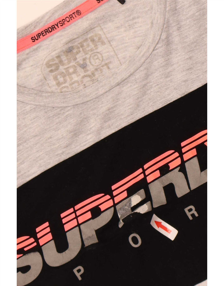 Superdry camiseta masculina gráfica top grande cinza colorblock poliéster