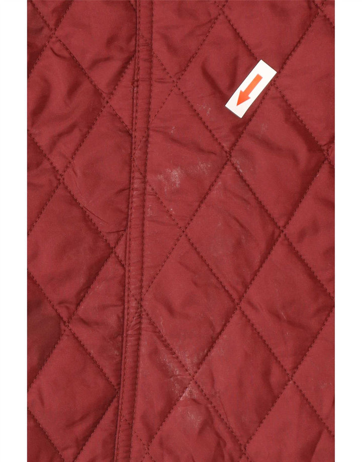 Jaqueta acolchoada feminina Barbour UK 8 pequena poliamida colorblock vermelha