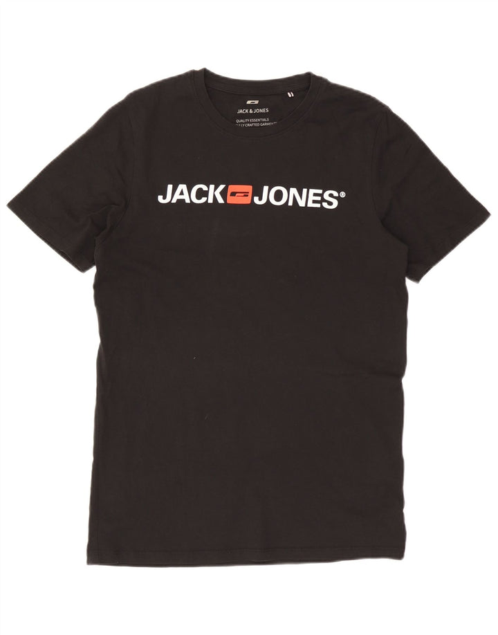 Camiseta gráfica masculina Jack & Jones grande preta