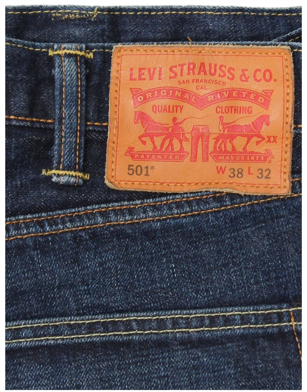 LEVI'S Masculino 501 Straight Jeans W38 L32 Azul Algodão