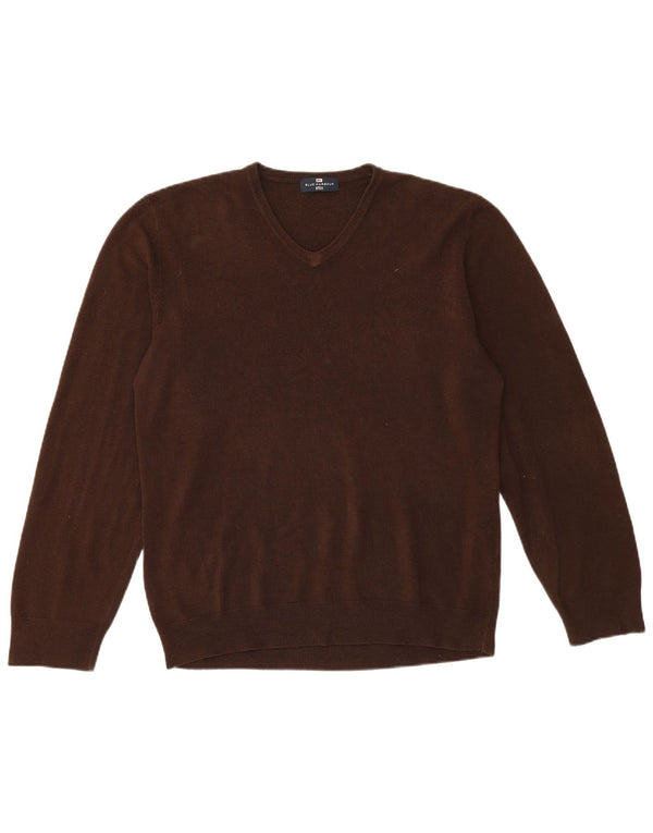 Suéter masculino Marks & Spencer Blue Harbor com decote em V XL marrom acrílico