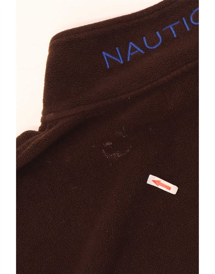 Suéter de lã masculino Nautica com zíper e gola 2XL poliéster marrom