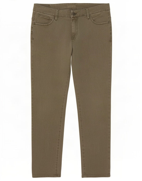 Lacoste Womens Slim Jeans Size 46 Large W34 L28 Khaki Cotton