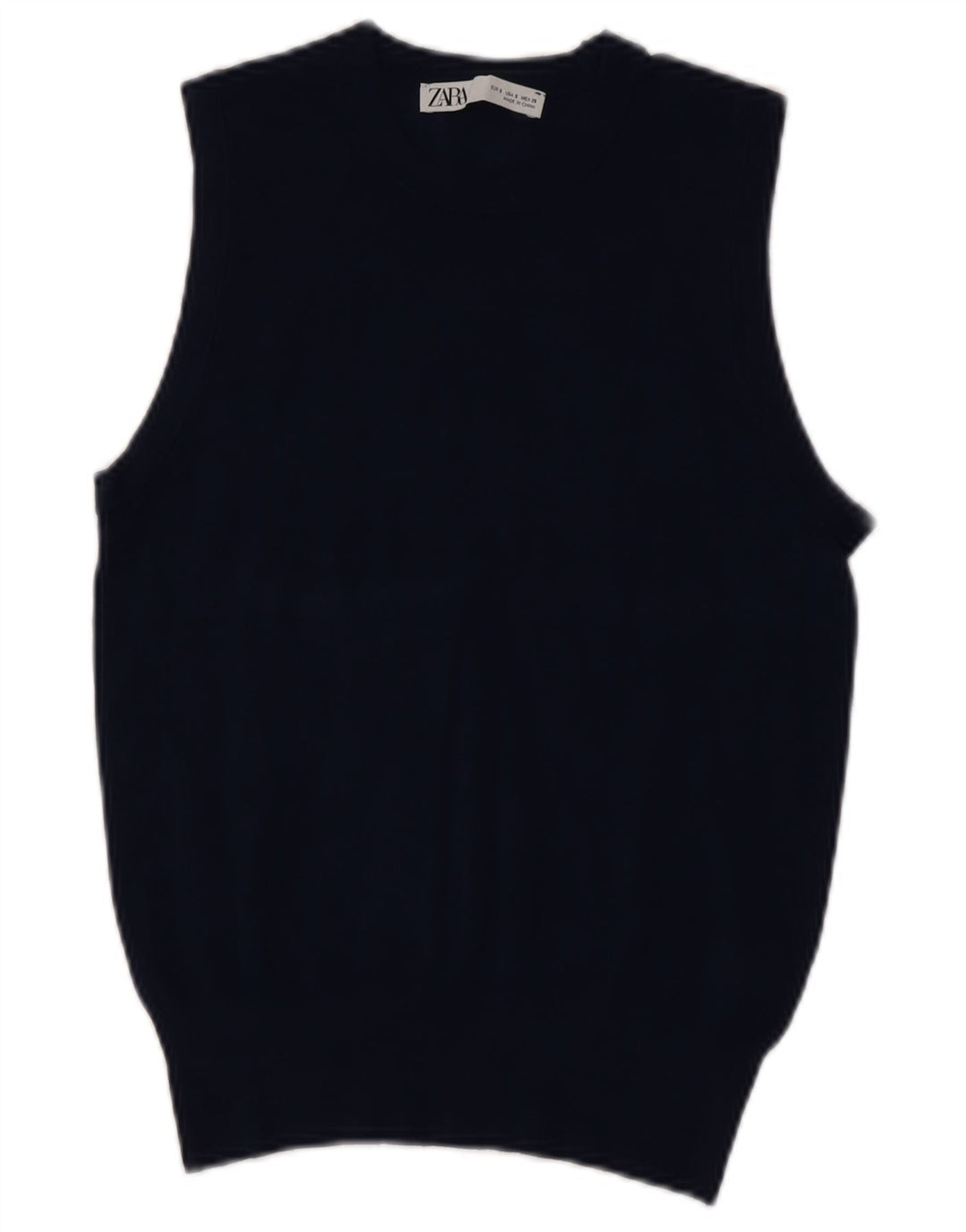 Zara Womens Vest Tank Top UK 10 Pequeno Azul Marinho