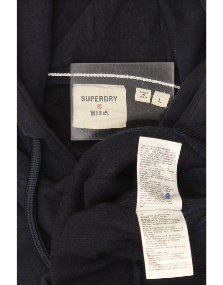 SUPERDRY moletom com capuz masculino grande algodão azul marinho