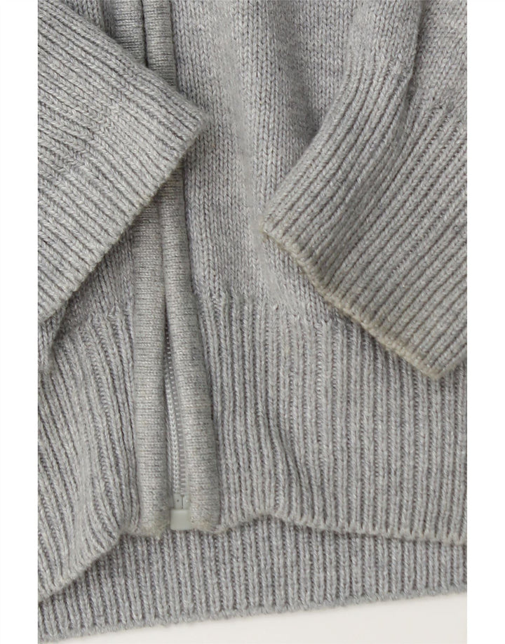 CREW CLOTHING Suéter cardigã masculino algodão cinza médio
