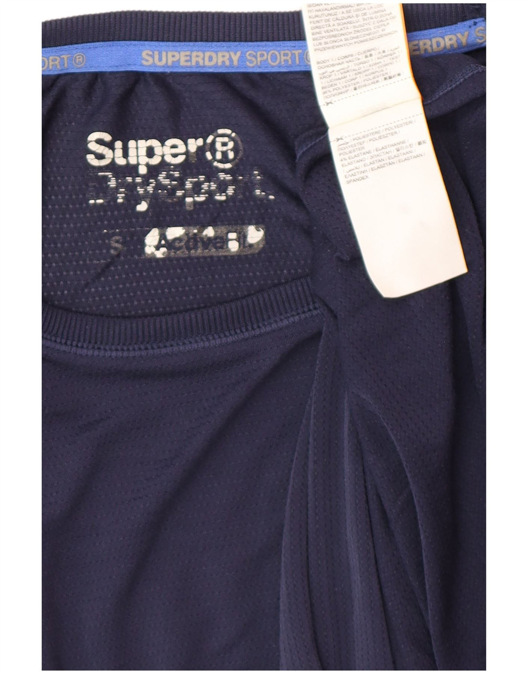 Camiseta masculina SUPERDRY com estampa gráfica pequena azul marinho poliéster