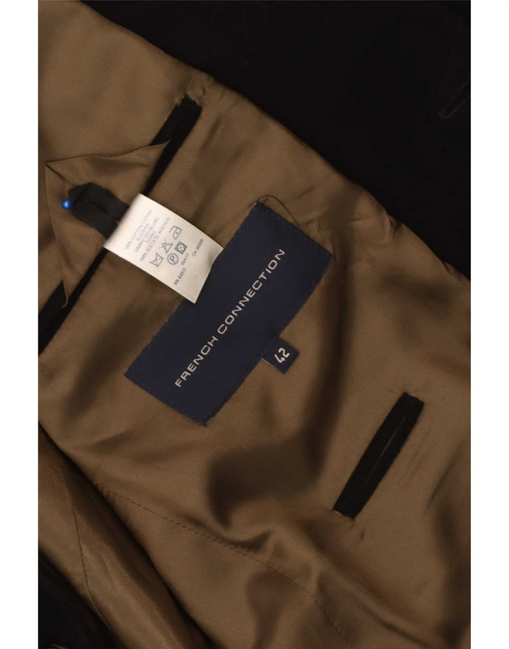 Jaqueta blazer masculina de 2 botões French Connection UK 42 XL algodão preto