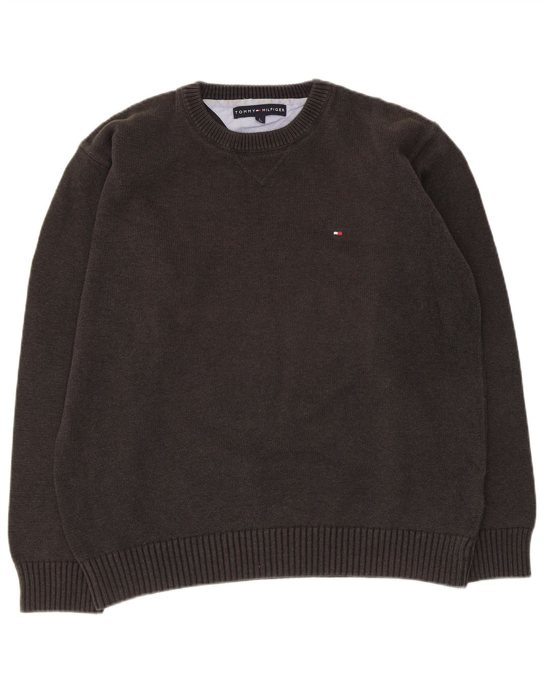 Suéter masculino Tommy Hilfiger com gola redonda, grande algodão cinza