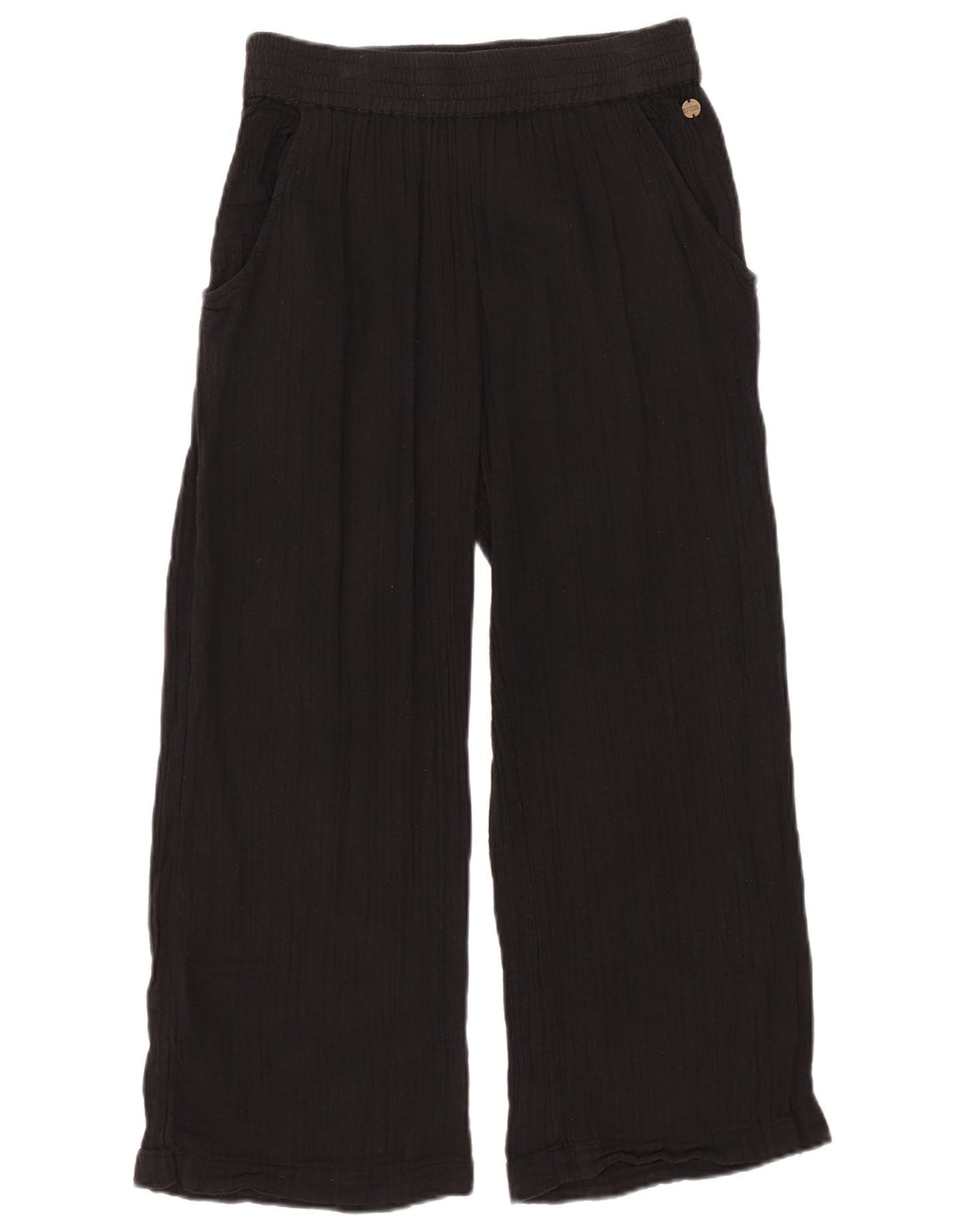Calça feminina Rip Curl com perna larga e corte médio W30 L24 algodão preto