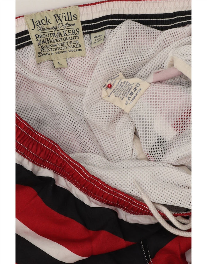 Shorts de natação masculino JACK WILLS grande poliéster listrado vermelho