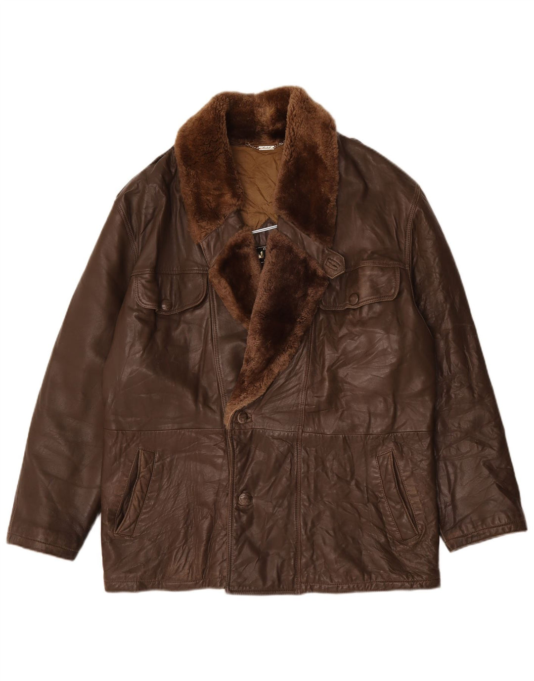 Jaqueta de couro masculina Michel IT 52 XL couro marrom