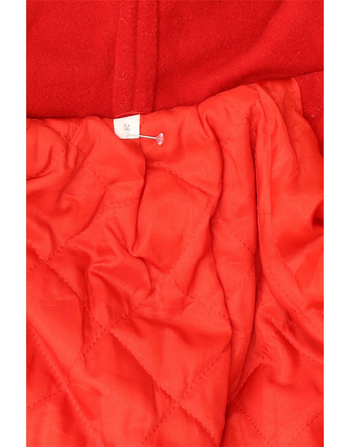 Sobretudo oversized com capuz feminino vintage Reino Unido 14 lã vermelha média