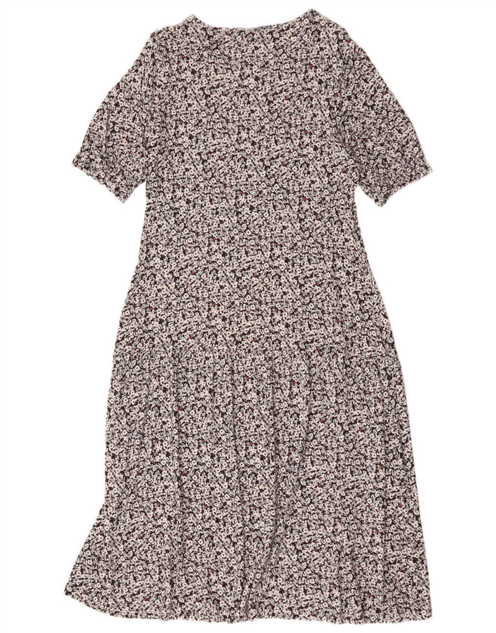 Vestido maxi feminino Marks & Spencer Reino Unido 14 viscose floral preto médio