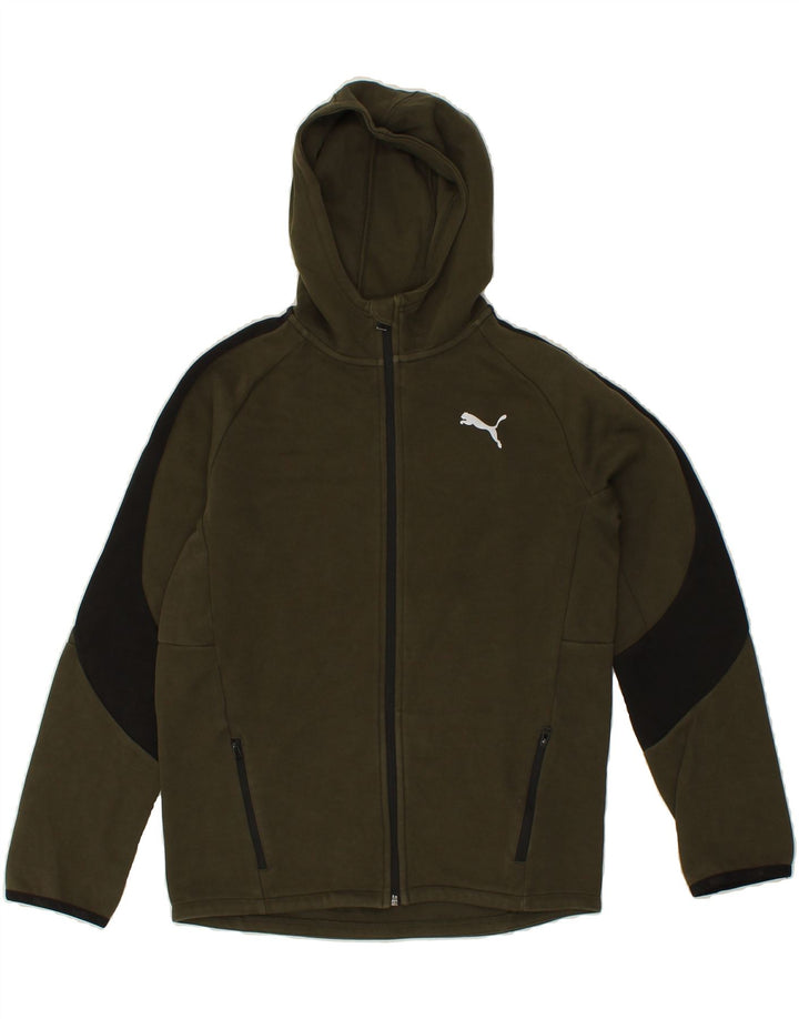 PUMA Boys Zip Hoodie Sweater 15-16 Years Khaki Colourblock Cotton Vintage Puma and Second-Hand Puma from Messina Hembry 