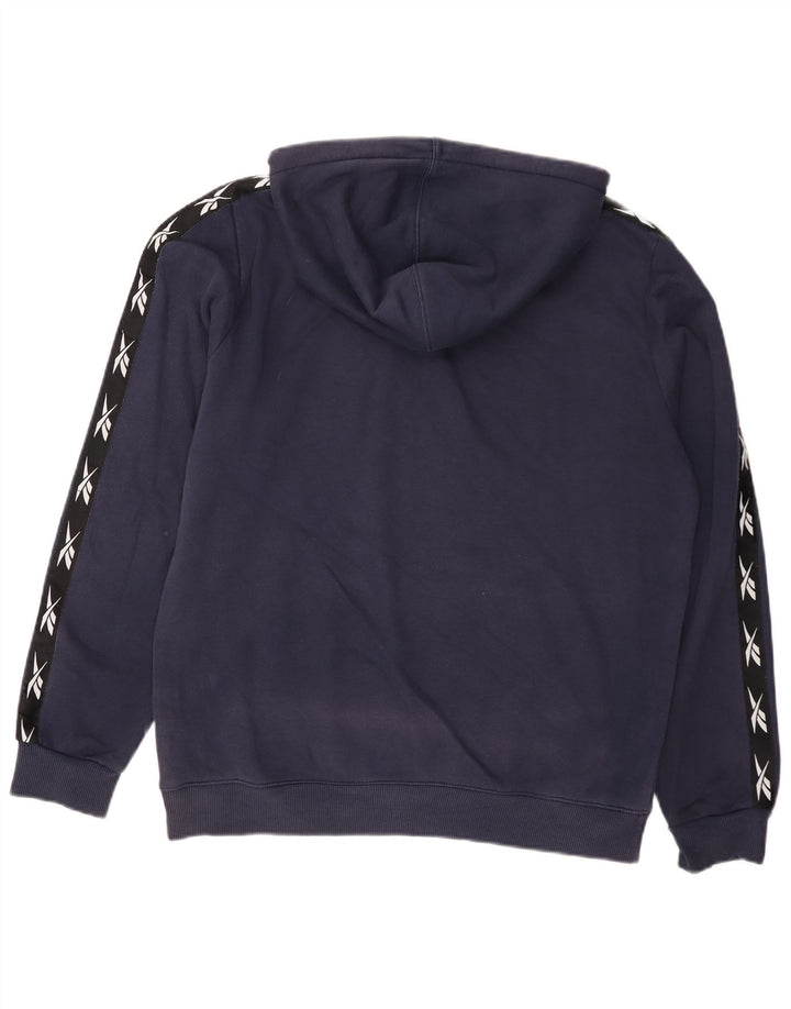 Reebok Mens Graphic Hoodie Jumper Médio Azul Marinho Algodão