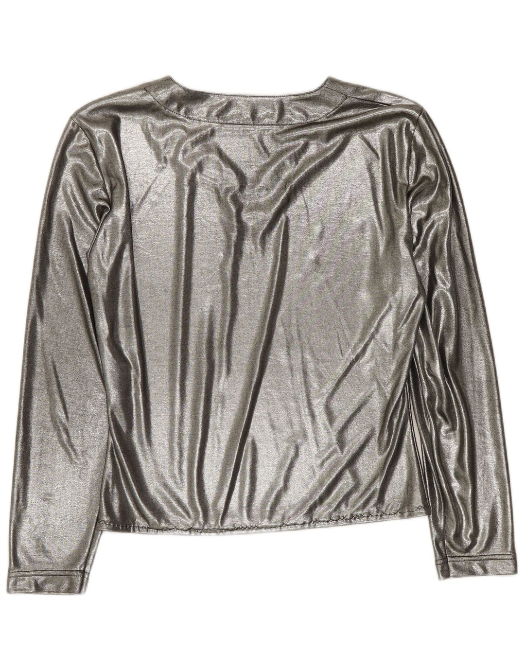 Blusa feminina de manga comprida Prestige UK 12 poliéster prateado médio