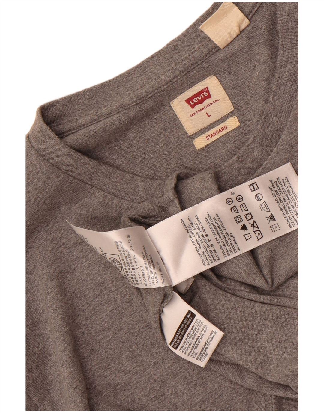 Top masculino Levi's Standard Fit manga comprida grande algodão manchado cinza