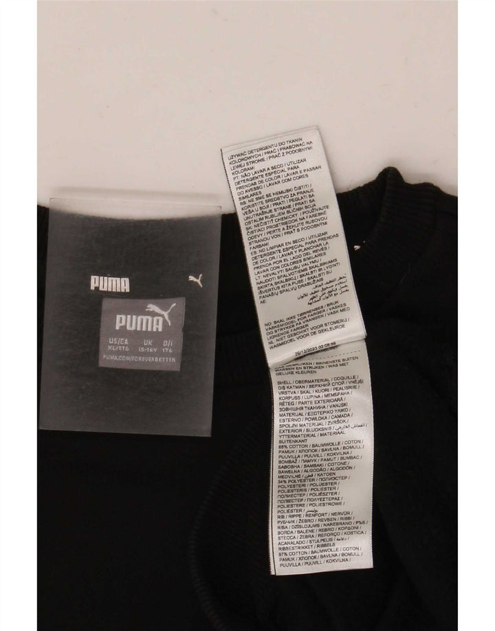 Puma Boys Graphic Sweatshirt Jumper 15-16 Anos Preto Algodão
