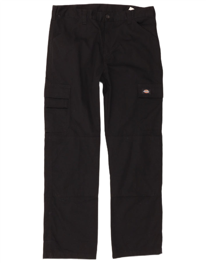 Calças cargo retas masculinas Dickies W34 L32 poliéster preto