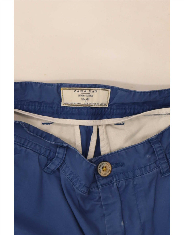 Zara Mens Chino Shorts EU 38 Pequeno W30 Azul