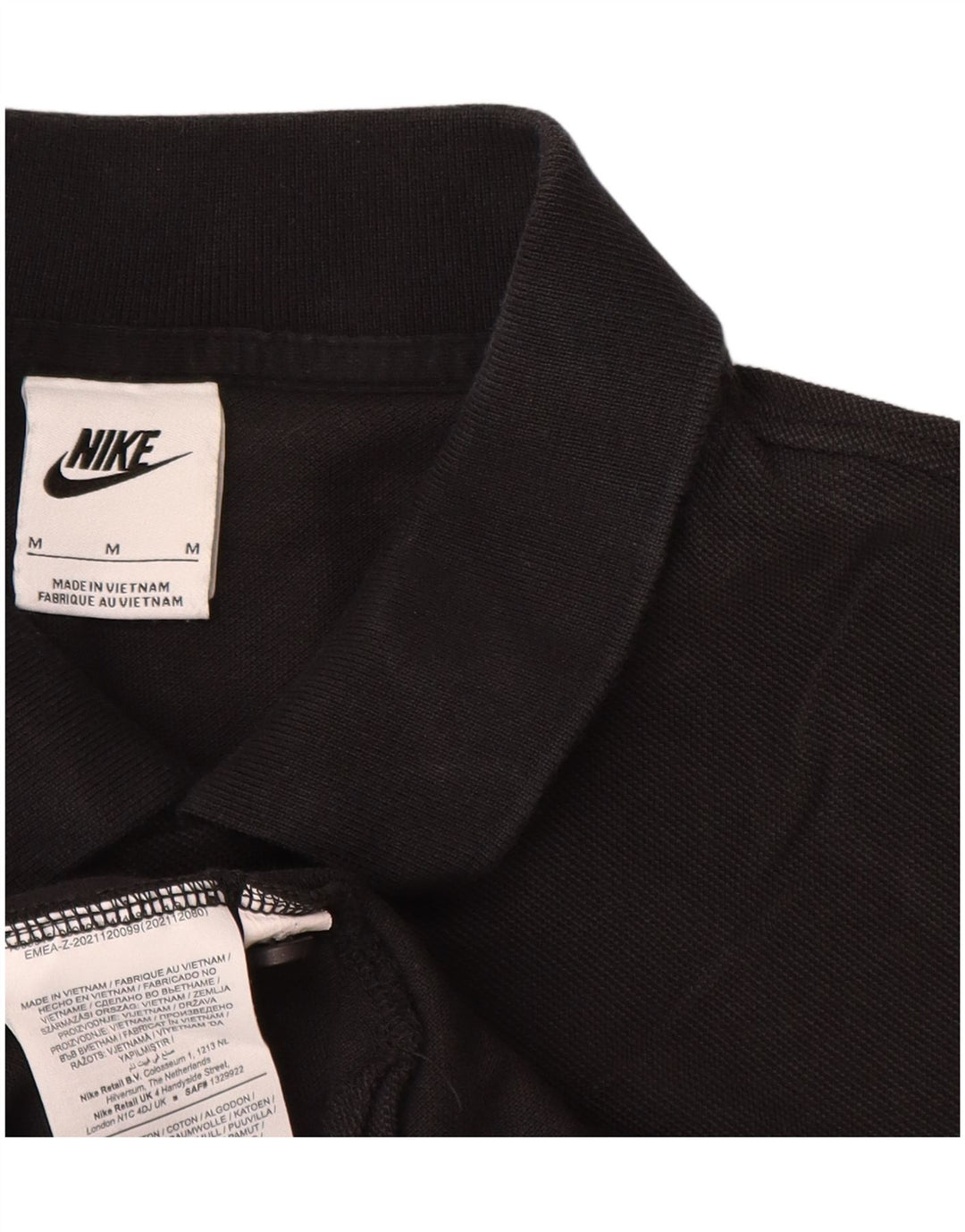 Camisa polo masculina Nike média preta algodão