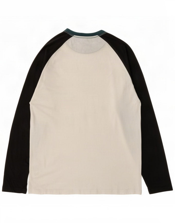 Farah Camiseta masculina de manga comprida, algodão colorblock branco médio