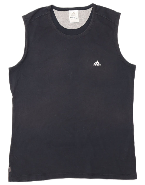 Adidas Mens Colete Top Grande Algodão Azul Marinho